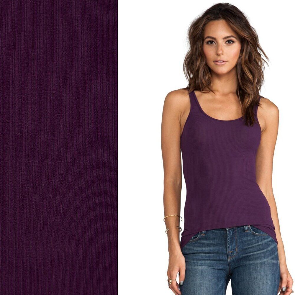 NWT James Perse Daily Sz 1 S Basic BalletCore Boho Soft Ribbed Tank Purple Plum